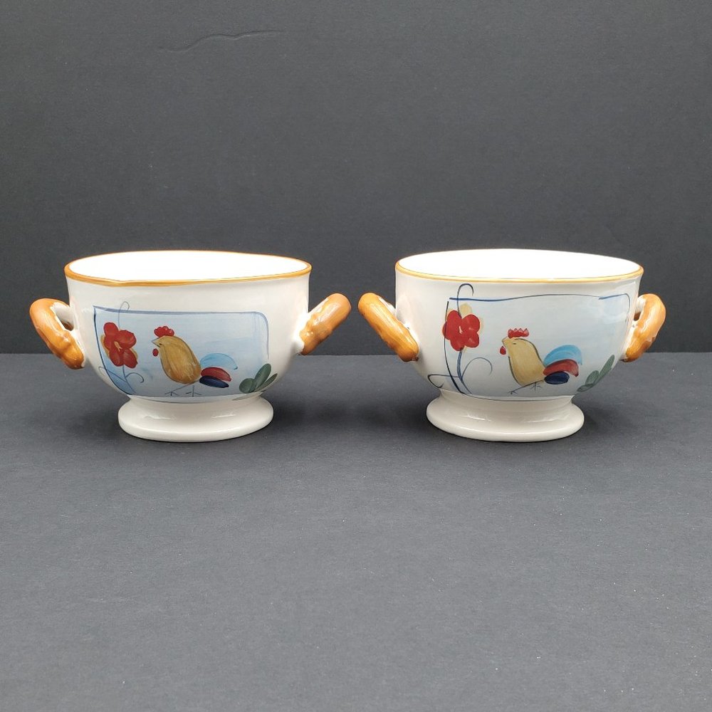 California Pantry 2006 Footed Double Handle Chicken Soup Bowls